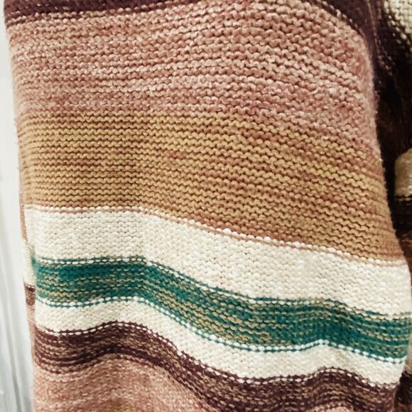 Melrose & Market Pullover Sweater Cotton Blend Earth Tone Stripes Textured Sz M - Picture 5 of 9